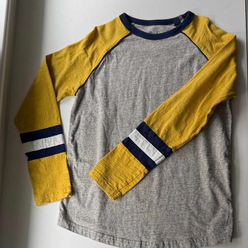 Boden Yellow and Gray Raglan Long Sleeve Tee